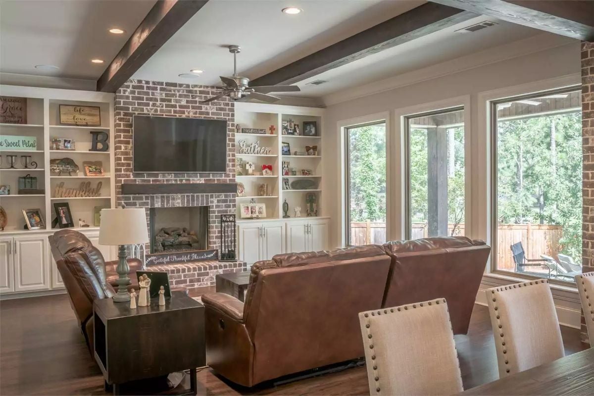 Leather Recliners and a Brick Fireplace That Actually Gets Used