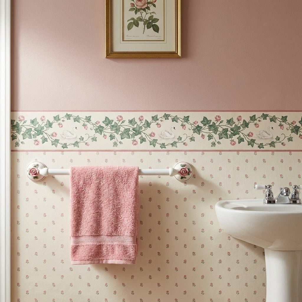 Wallpaper Borders Filled with Vines, Swans, or Tiny Flowers Running at Chair-Rail Height