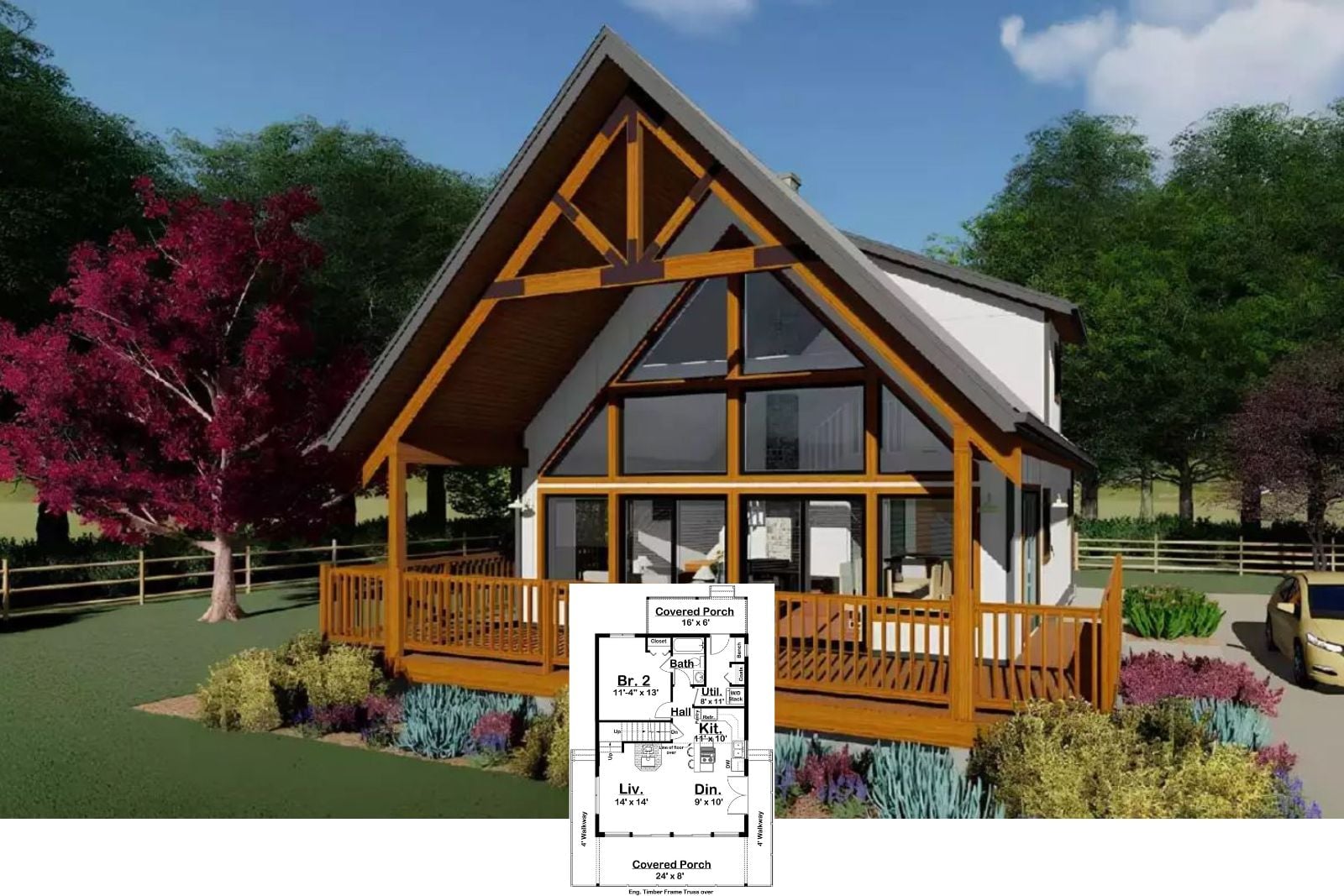 Crestmoor 2-Bedroom Rustic Modern Lake House Layout with Future Rec Room (1,037 Sq. Ft. Floor Plan)