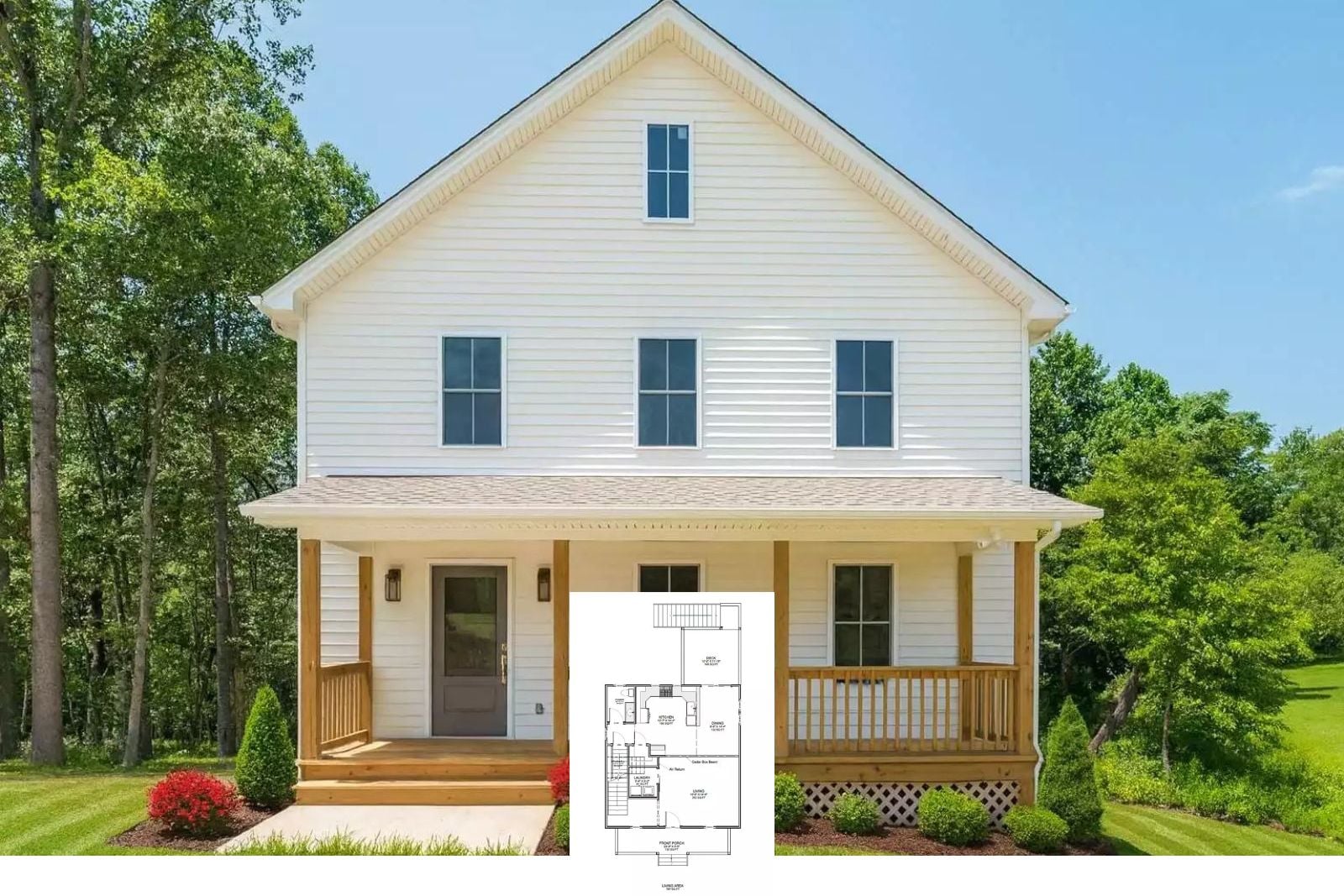 Belhaven Rise 3-Bedroom Traditional House Plan with Front Porch (1,555 Sq. Ft. Floor Plan)