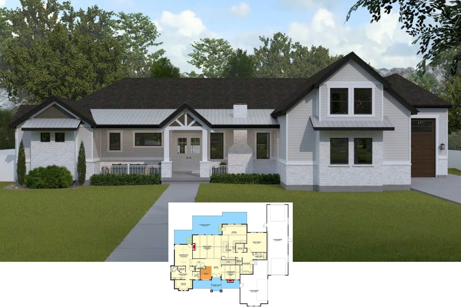 Discover The Hollowfield 3-Bedroom Farmhouse Layout with RV Garage (4,109 Sq. Ft. Floor Plan)