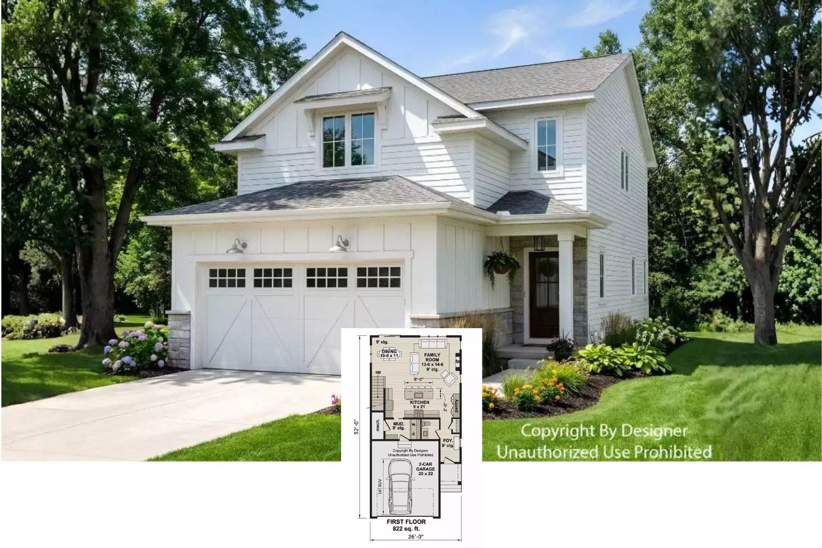 Hollyhock 3-Bedroom Farmhouse Layout with Open-Concept Design (1,900 Sq. Ft. Floor Plan)
