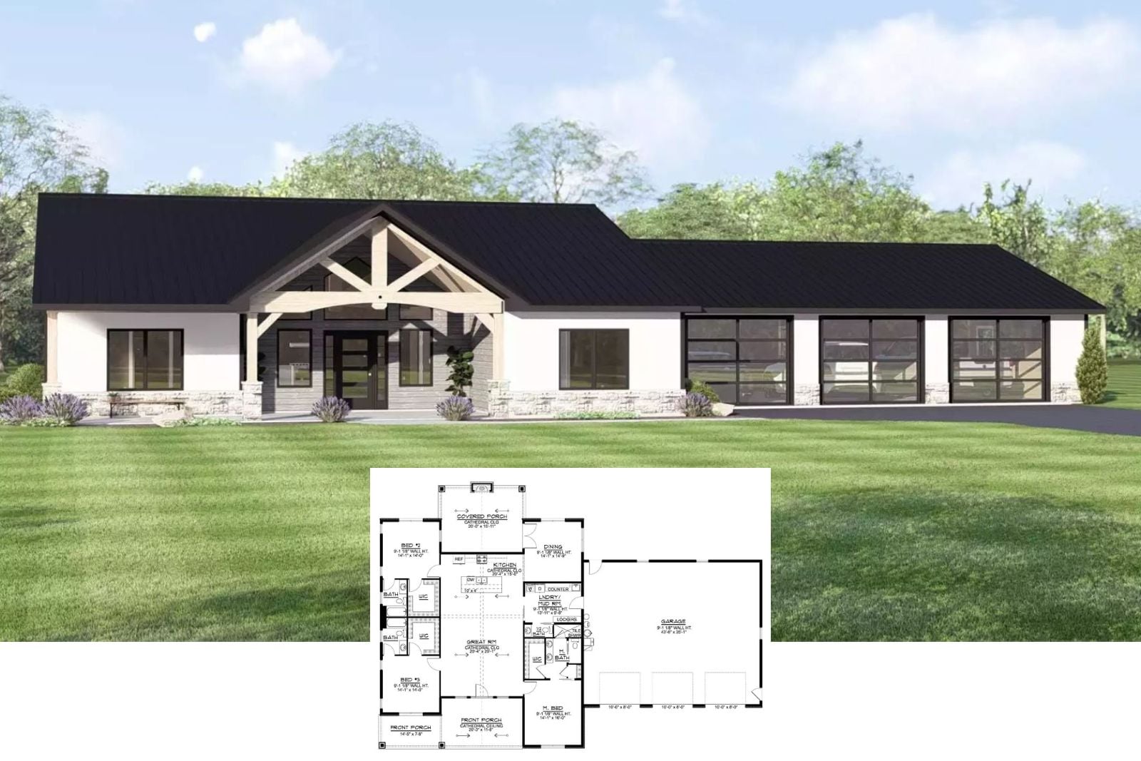 Silverthorne 3-Bedroom Ranch House Plan with 3-Car Garage (2,280 Sq. Ft. Floor Plan)