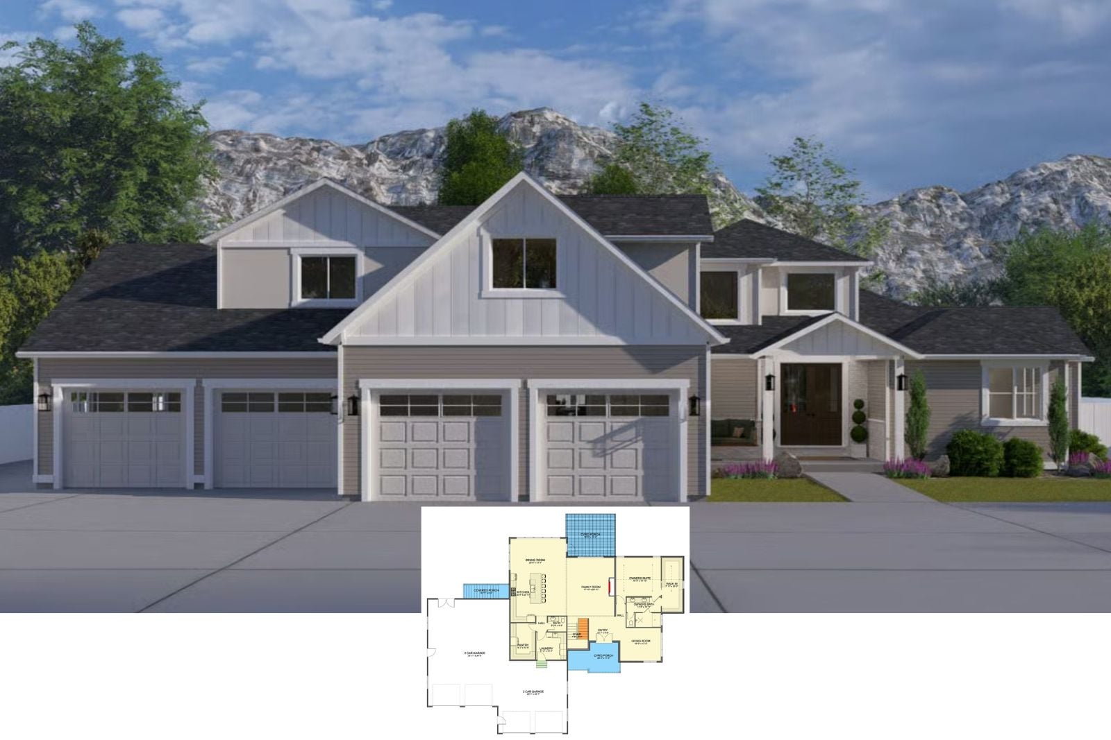 Tour The Hayfield 6-Bedroom Traditional Farmhouse Layout with 6-Car Garage (4,018 Sq. Ft. Floor Plan)