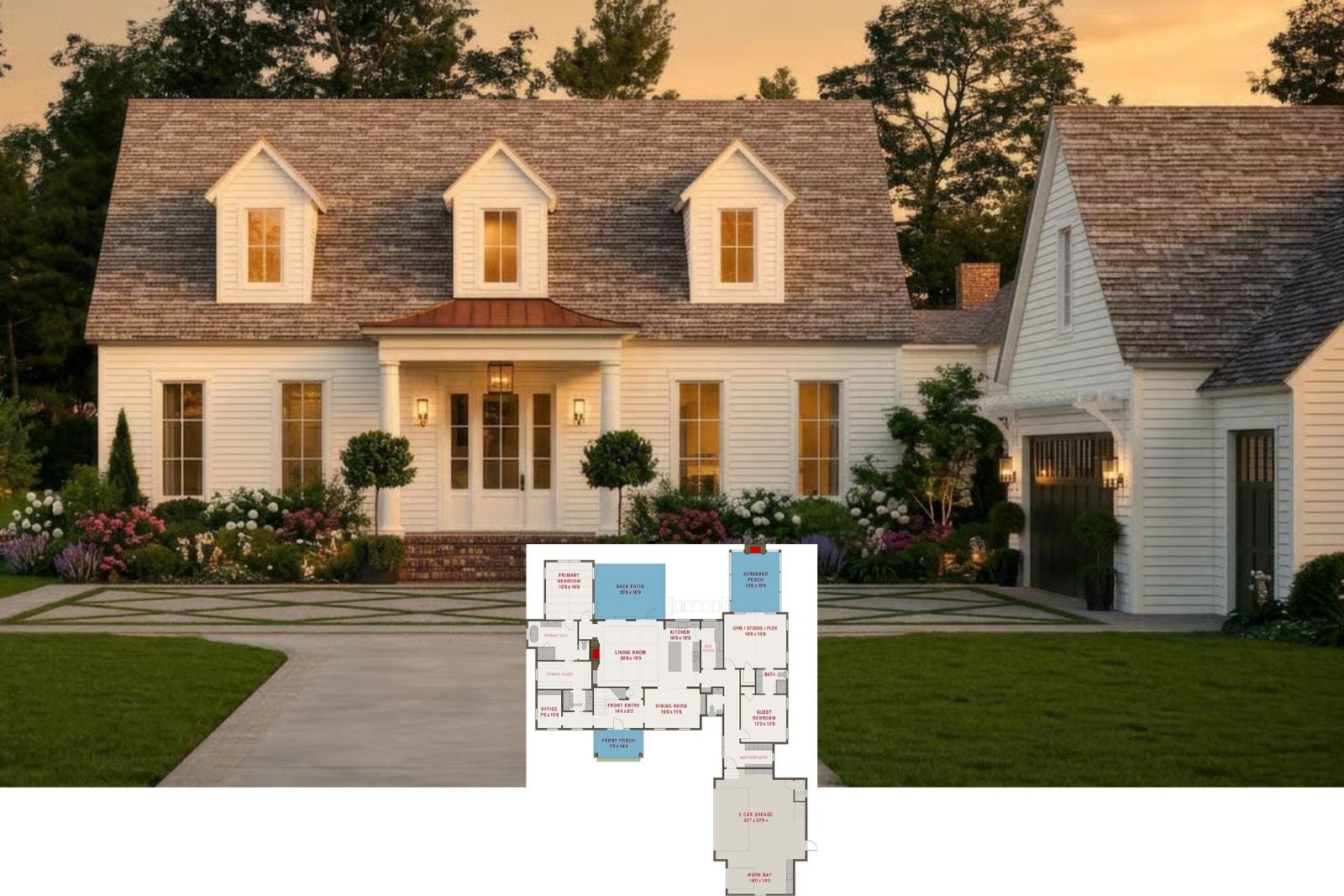 Harborfield 5-Bedroom Cape Cod House Plan with Loft (4,119 Sq. Ft. Floor Plan)