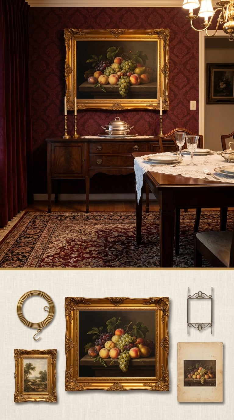 A Framed 'Last Supper' or Fruit Still-Life Hanging Like It Came With the House