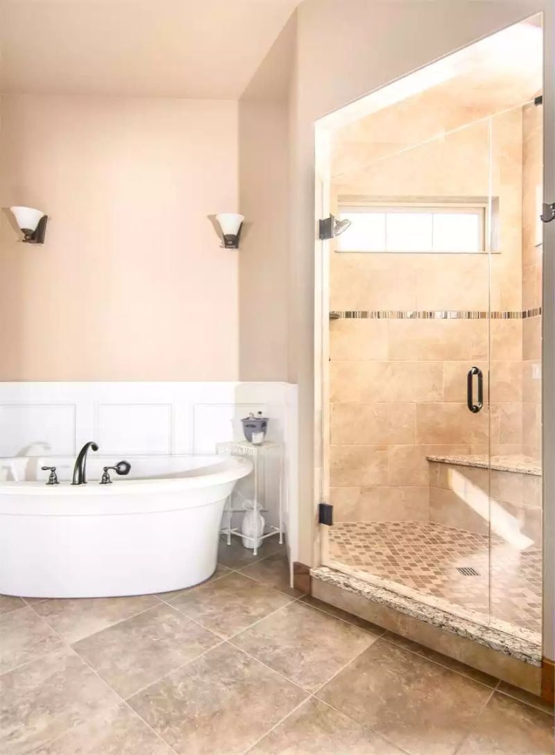 Freestanding Soaker Tub and Walk-In Shower Cover Every Mood