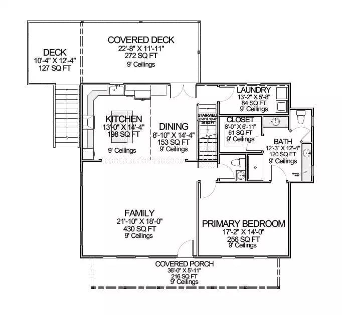 Floor Plan - Alderwyck Avenue 3-Bedroom Country Home with Covered Front Porch Designed for Homeowners Who Believe in Front Porches and Friendly Neighbors