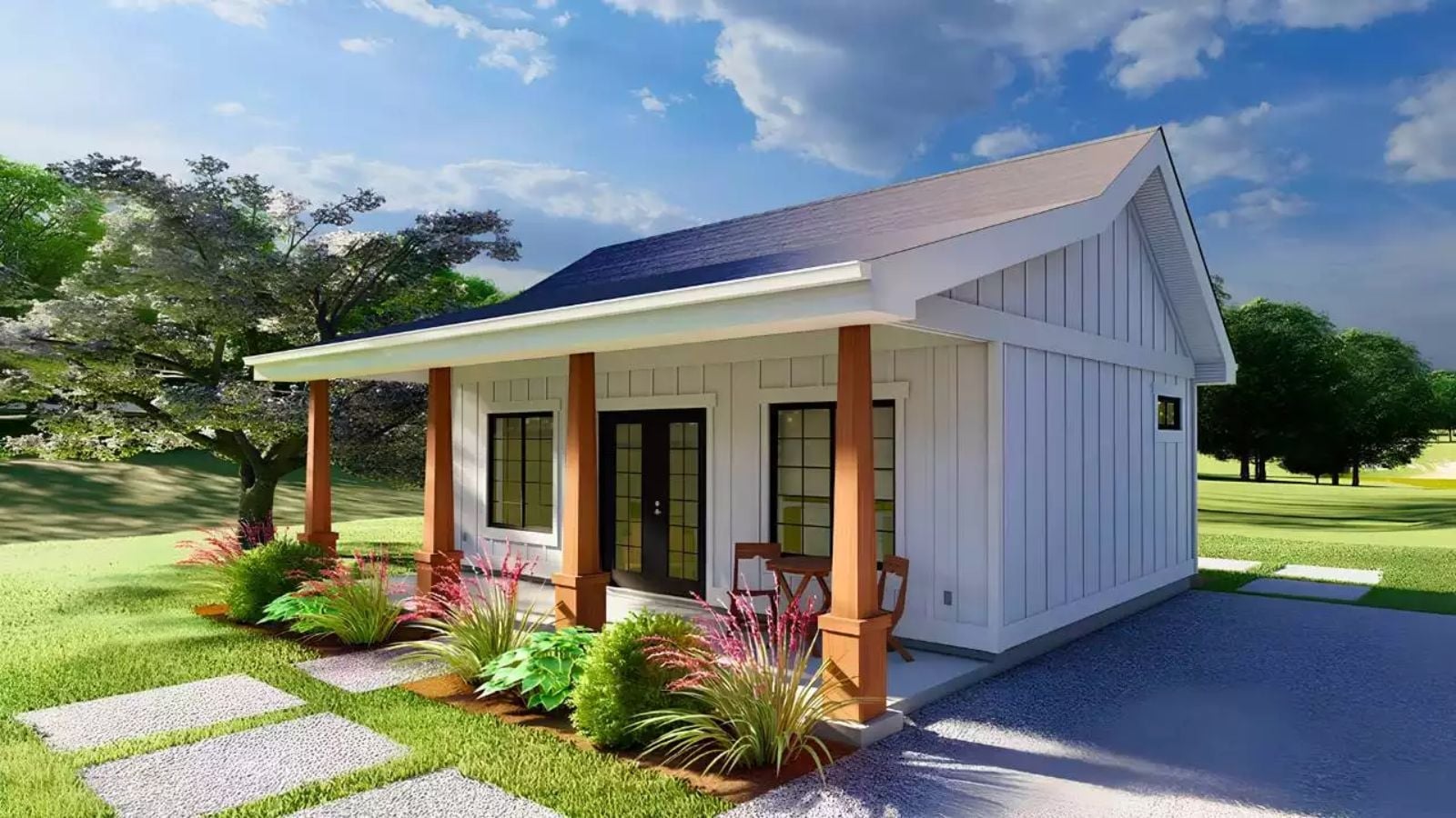 Altura 1-Bedroom Country ADU with Covered Front Porch Designed for Couples Who Love a Quiet Morning Coffee More Than Anything (Floor Plan)