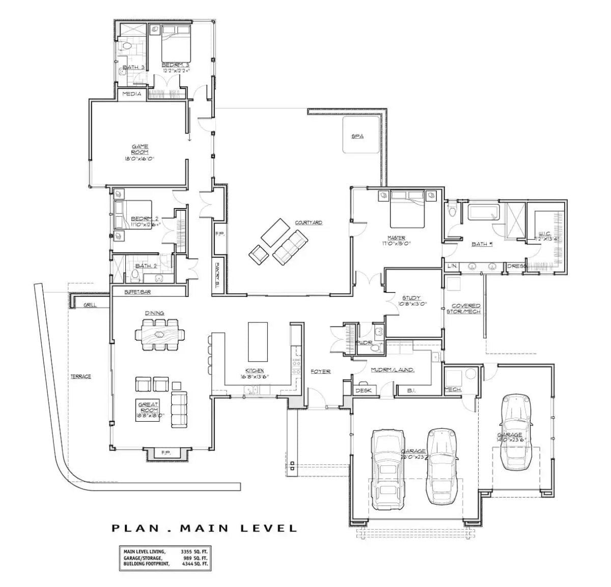 Floor Plan - Ambersun 3-Bedroom Contemporary with Courtyard Designed for Self-Made Homeowners Finally Building What They Always Wanted