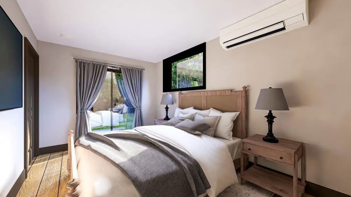 Ductless Mini-Split Above the Bed Means Climate Control Without Ceiling Ductwork