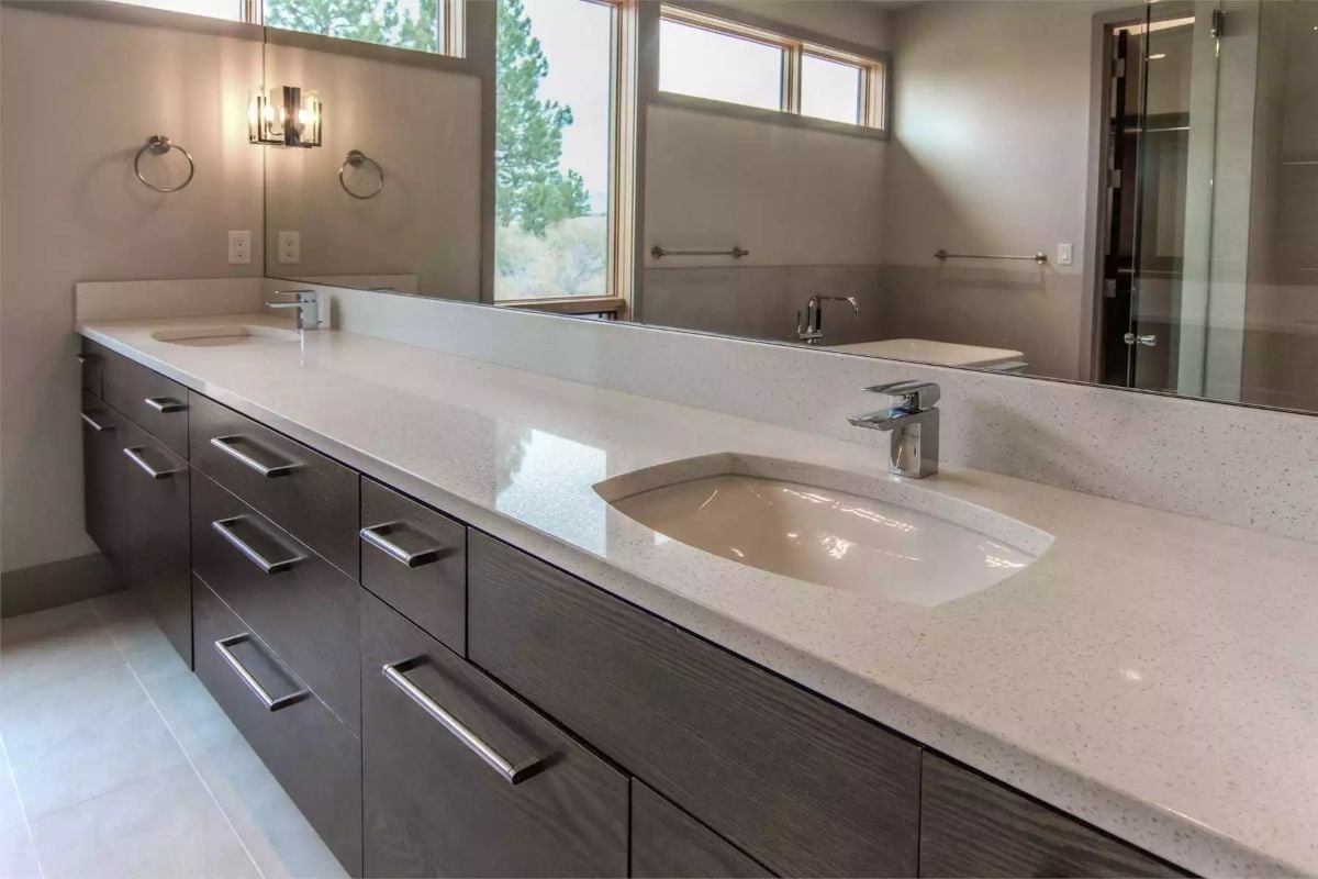Quartz Countertop Long Enough to Give Two People Their Own Space