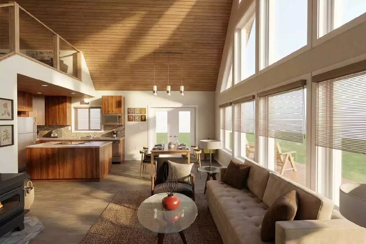 Vaulted Tongue-and-Groove Ceiling Pulls the Great Room Together