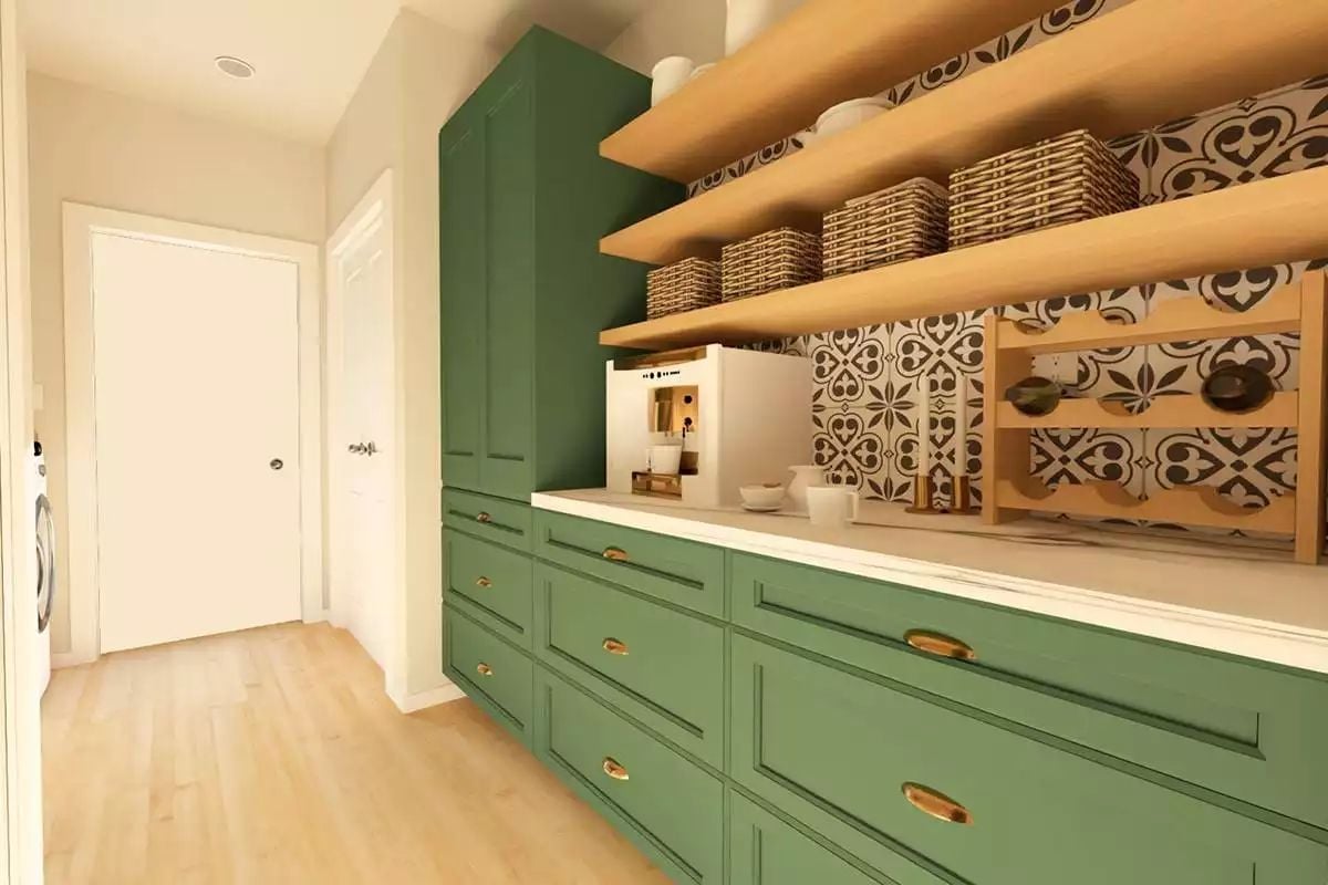 Sage Cabinets, Patterned Tile, and Open Shelving That Actually Earn Their Space