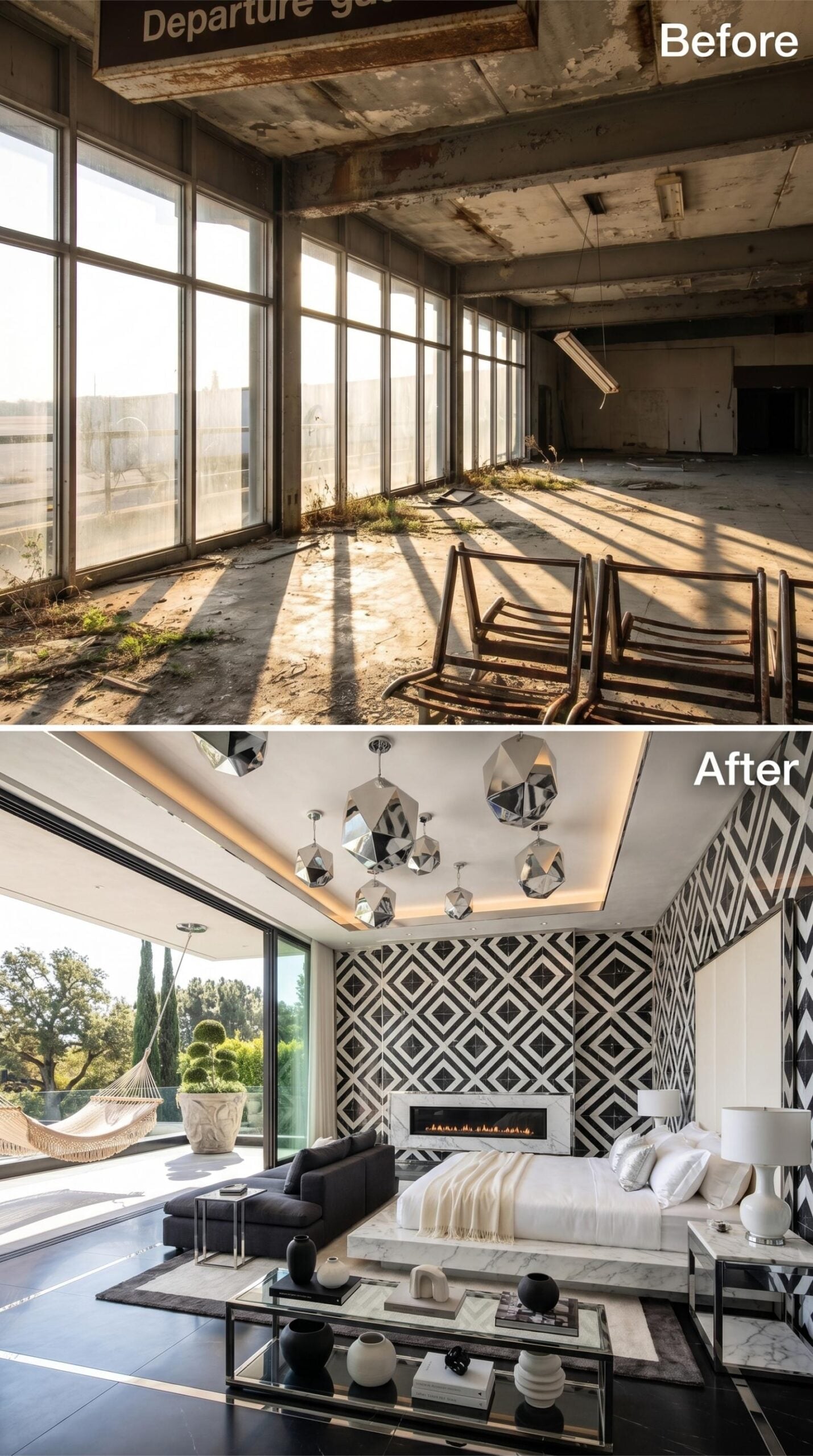 Black-and-White Geometry Gives the Former Gate a New Center