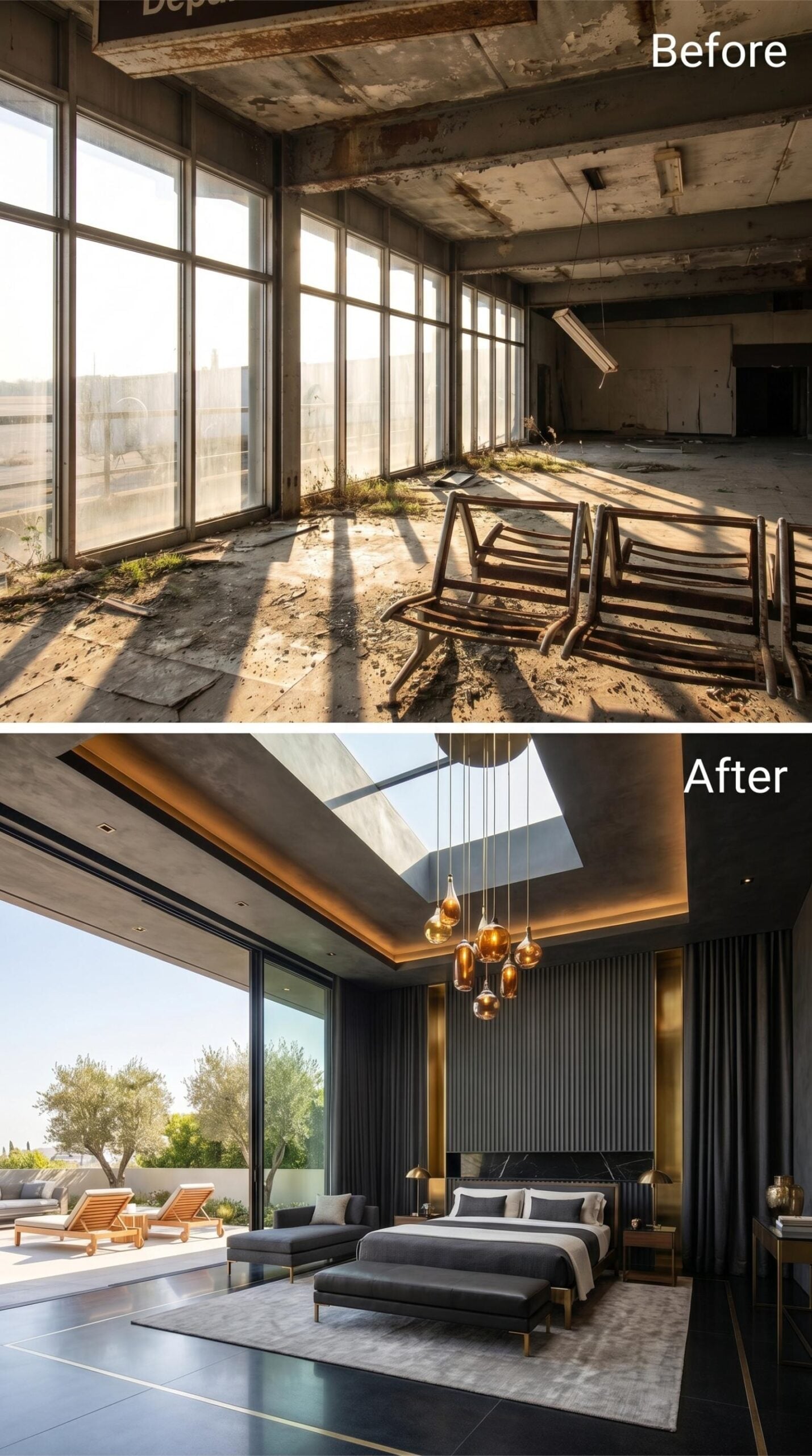 Charcoal Fluting and Amber Glass Balance Darkness With Warmth