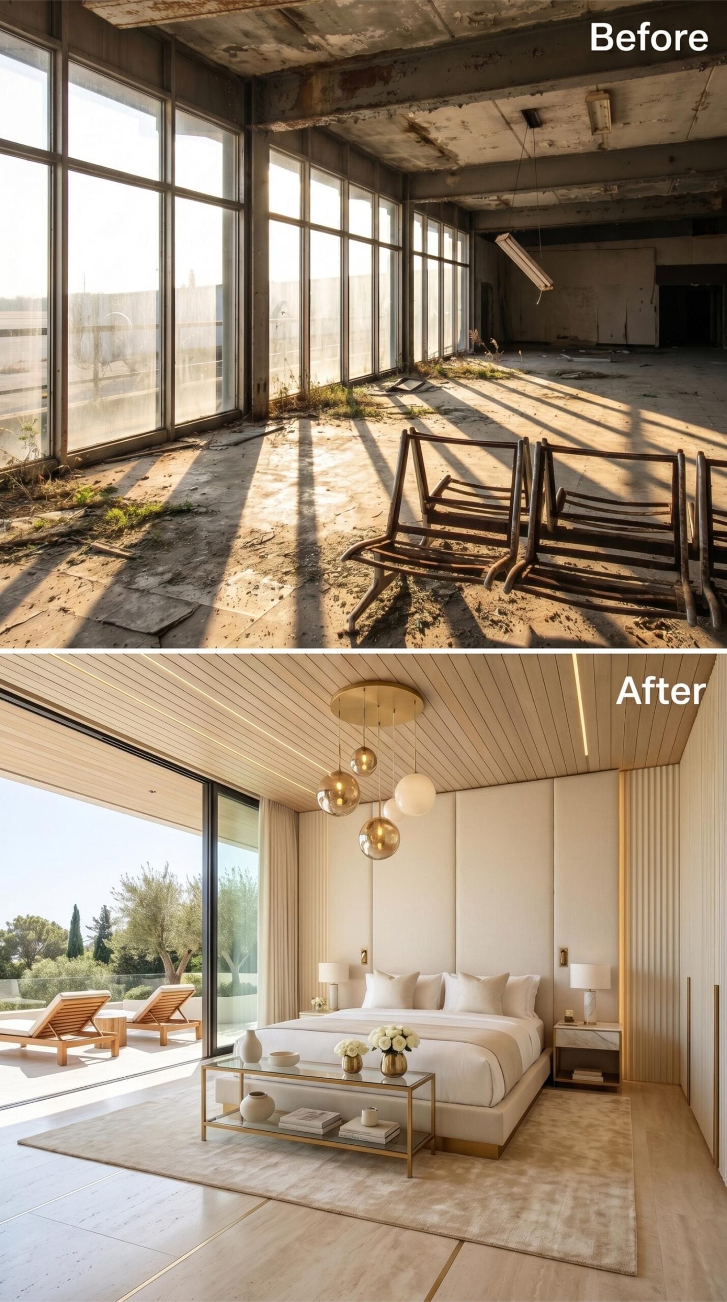 Bleached Slats and Pale Upholstery Brighten the Former Gate