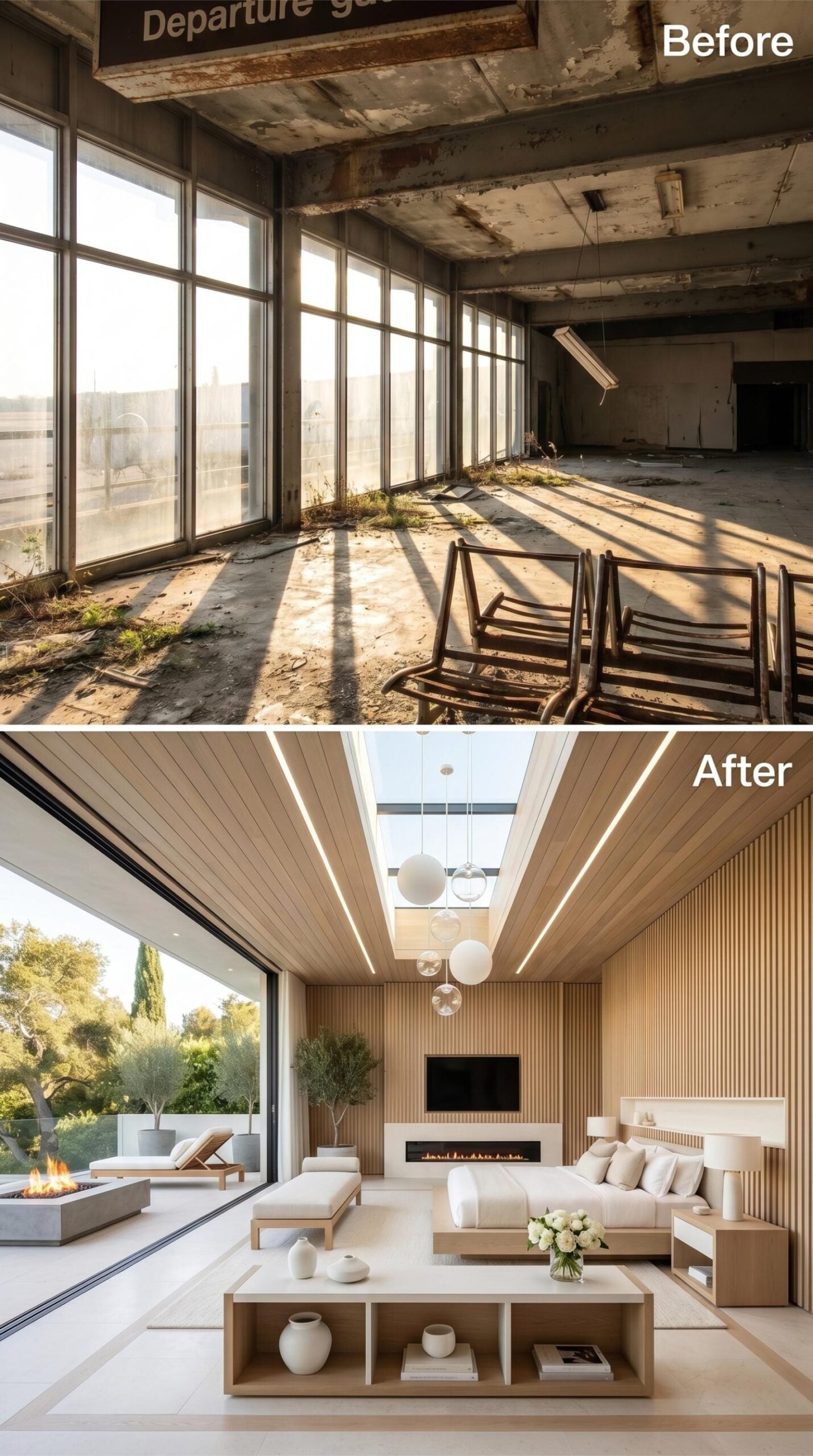 Pale Wood Slats and a Full-Width Skylight Fill the Suite With Daylight