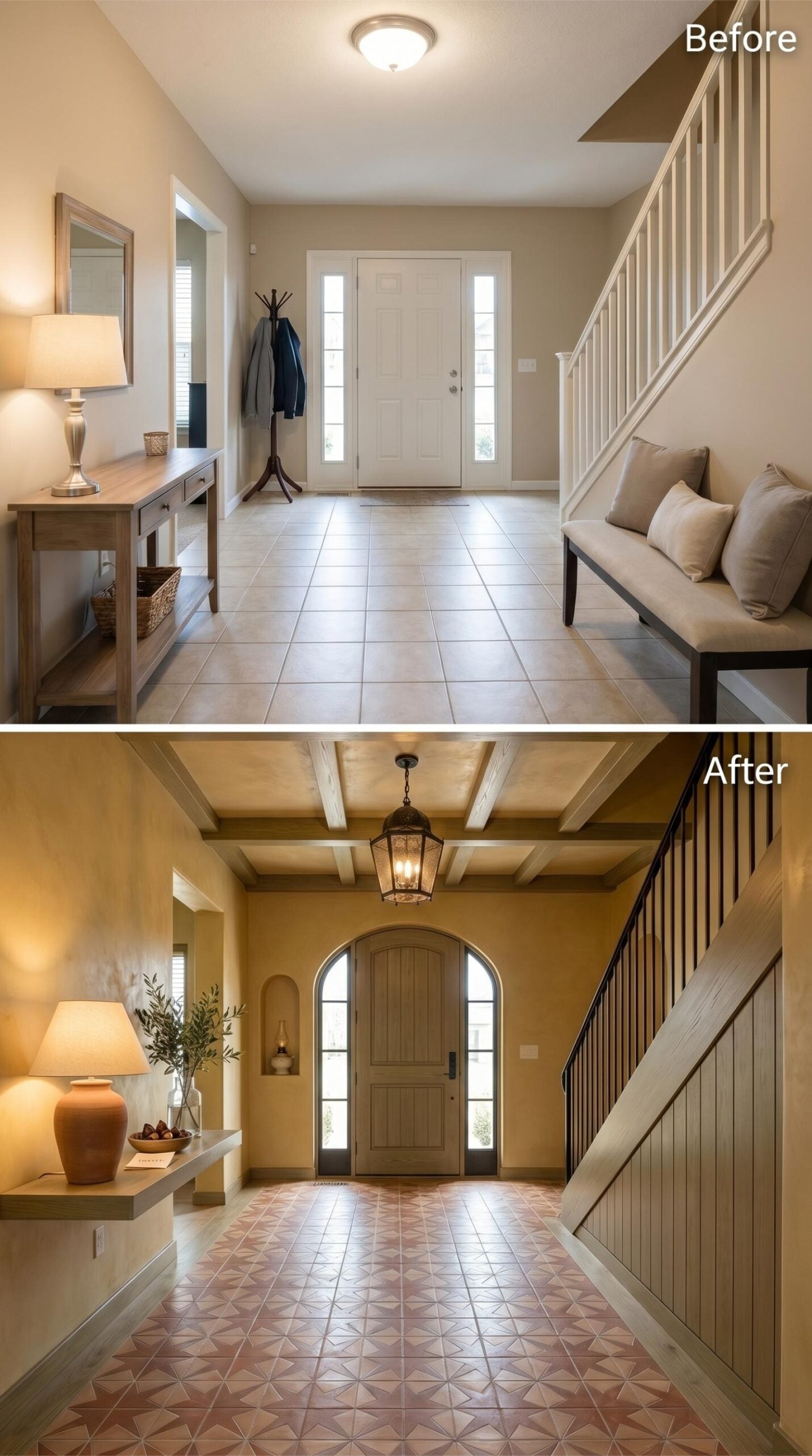Beamed Ceilings, Arched Entry, and Terracotta Tile That Signals Spanish Colonial