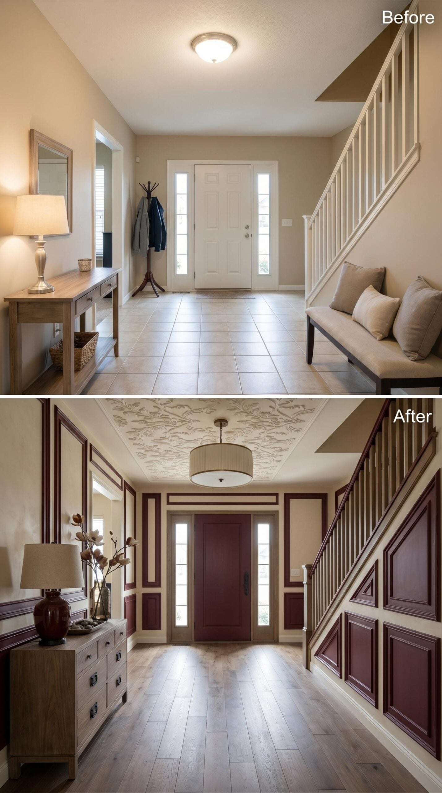 Burgundy Panel Molding, a Textured Ceiling, and One Very Confident Color Commitment