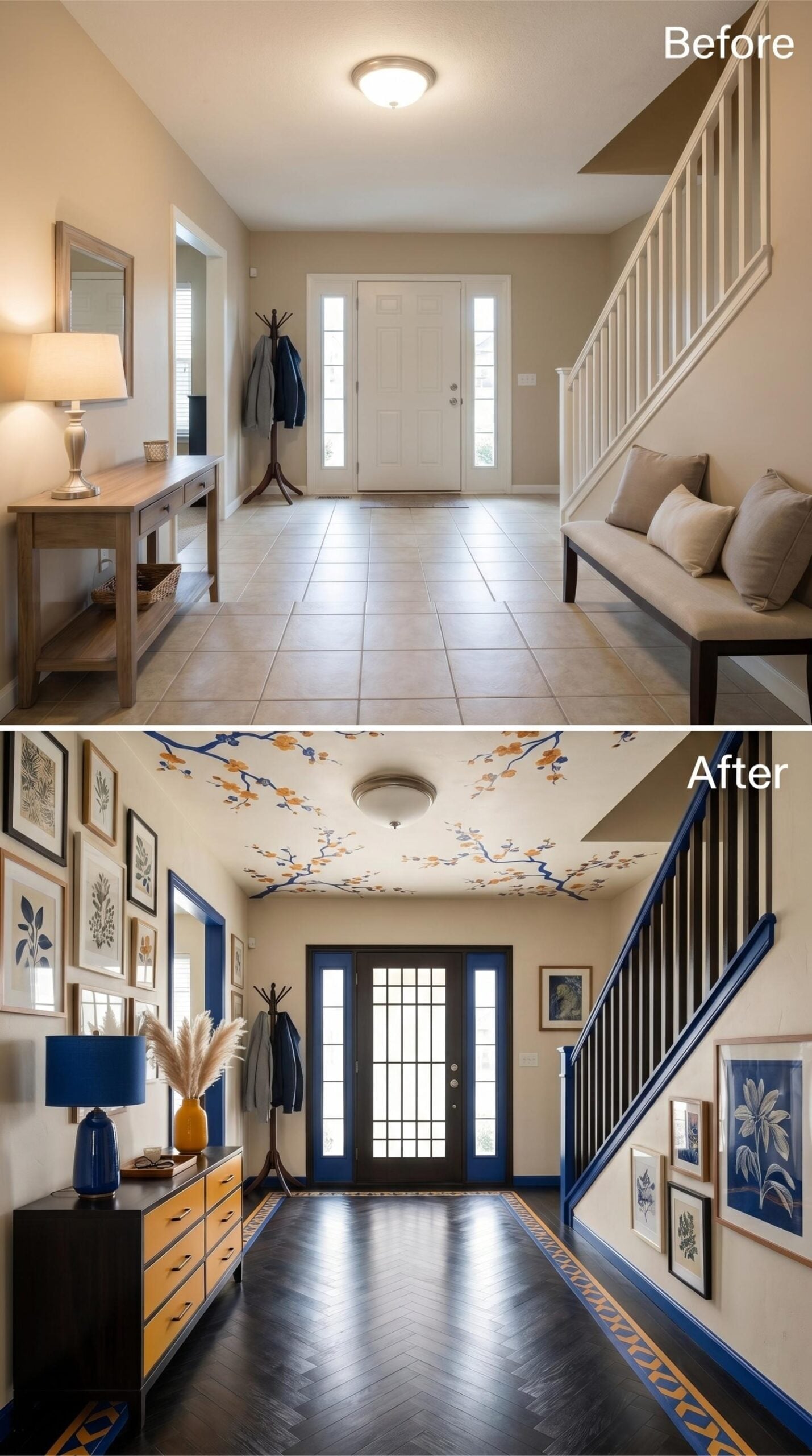 Ceiling Murals, Navy Trim, and a Herringbone Floor That Changes the Whole Conversation