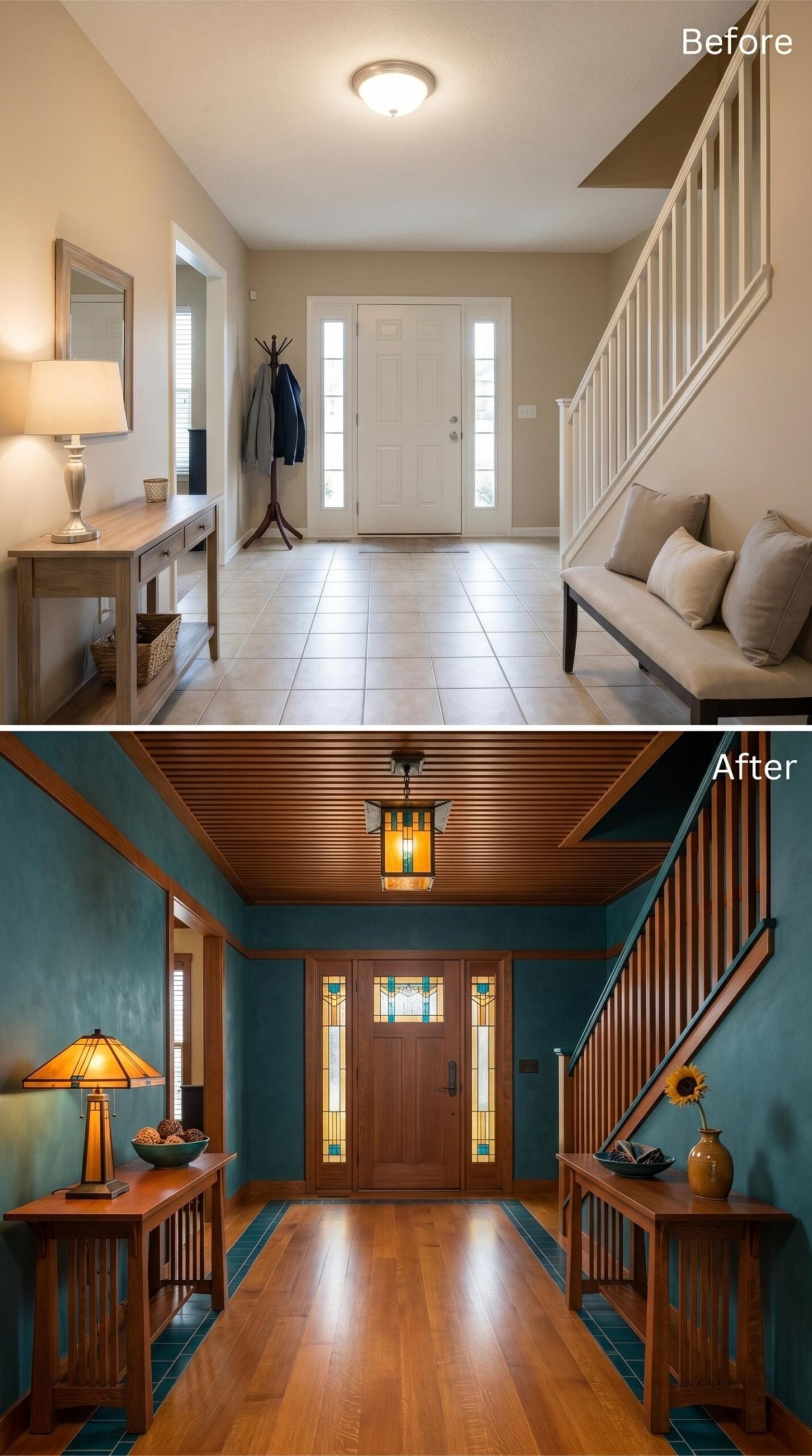 Teal Plaster Walls, a Wood-Slat Ceiling, and Stained Glass That Finally Has Company