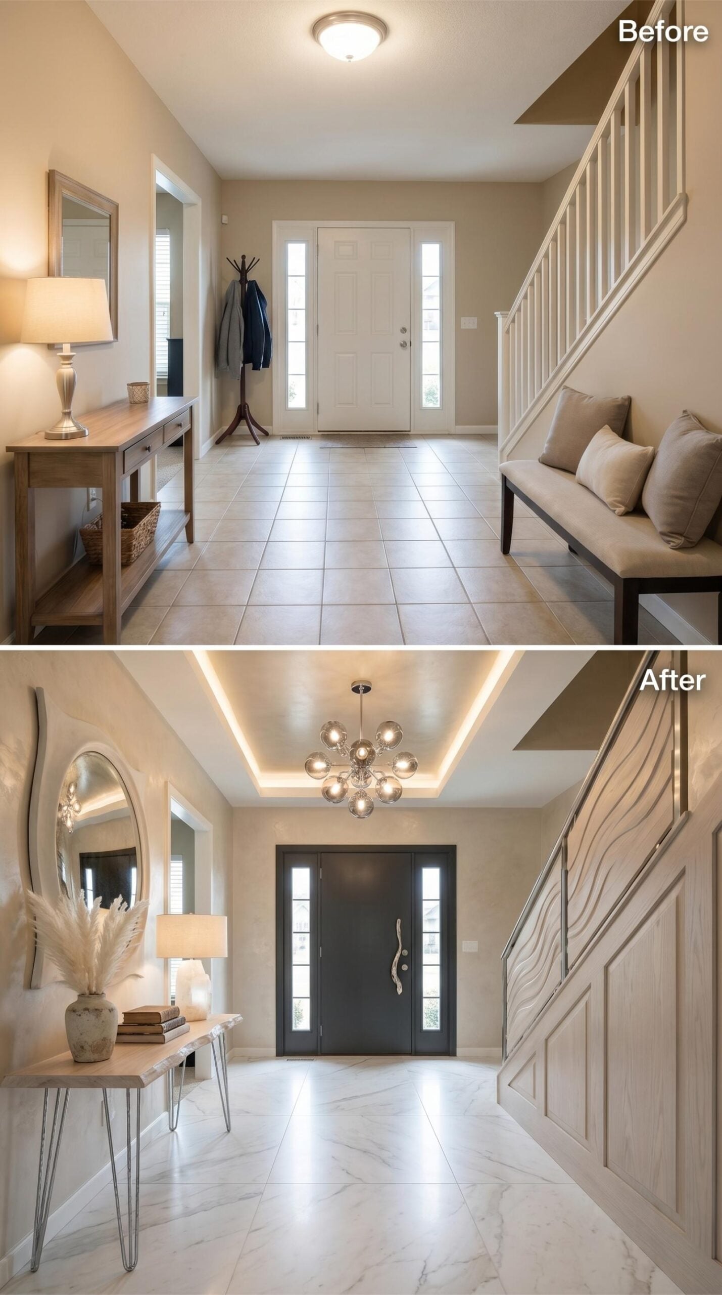 Tray Ceiling, Sputnik Chandelier, and a Front Door That Finally Means Business