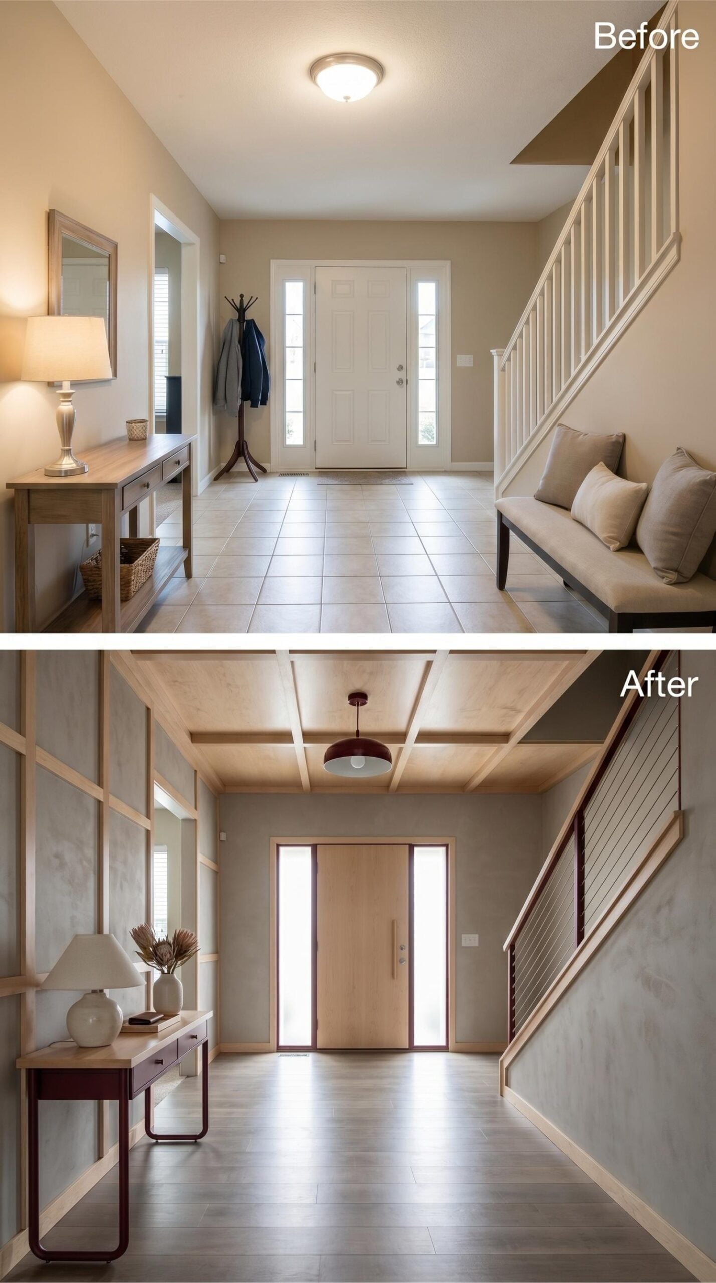 Wood-Paneled Ceiling, Cable Railing, and Venetian Plaster That Pulls Everything Together