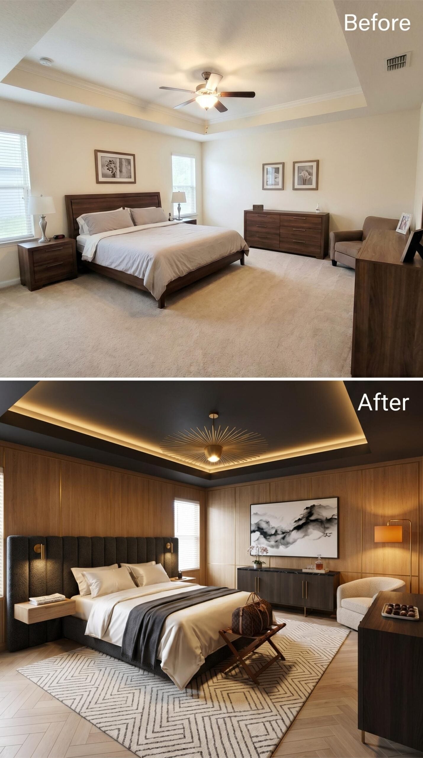 Dark Ceiling, Warm Wood, and a Lighting Trick That Changes Everything