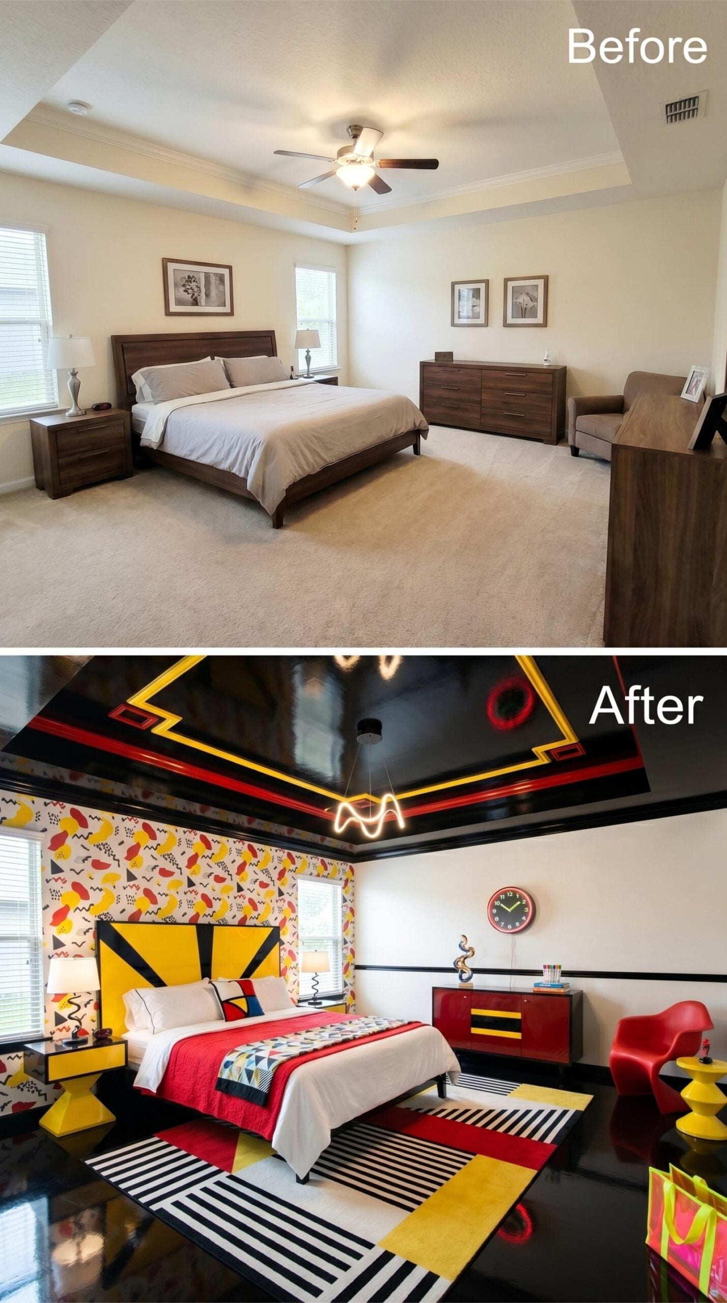 Memphis Design Gets the Glossy Black Ceiling Treatment It Always Deserved