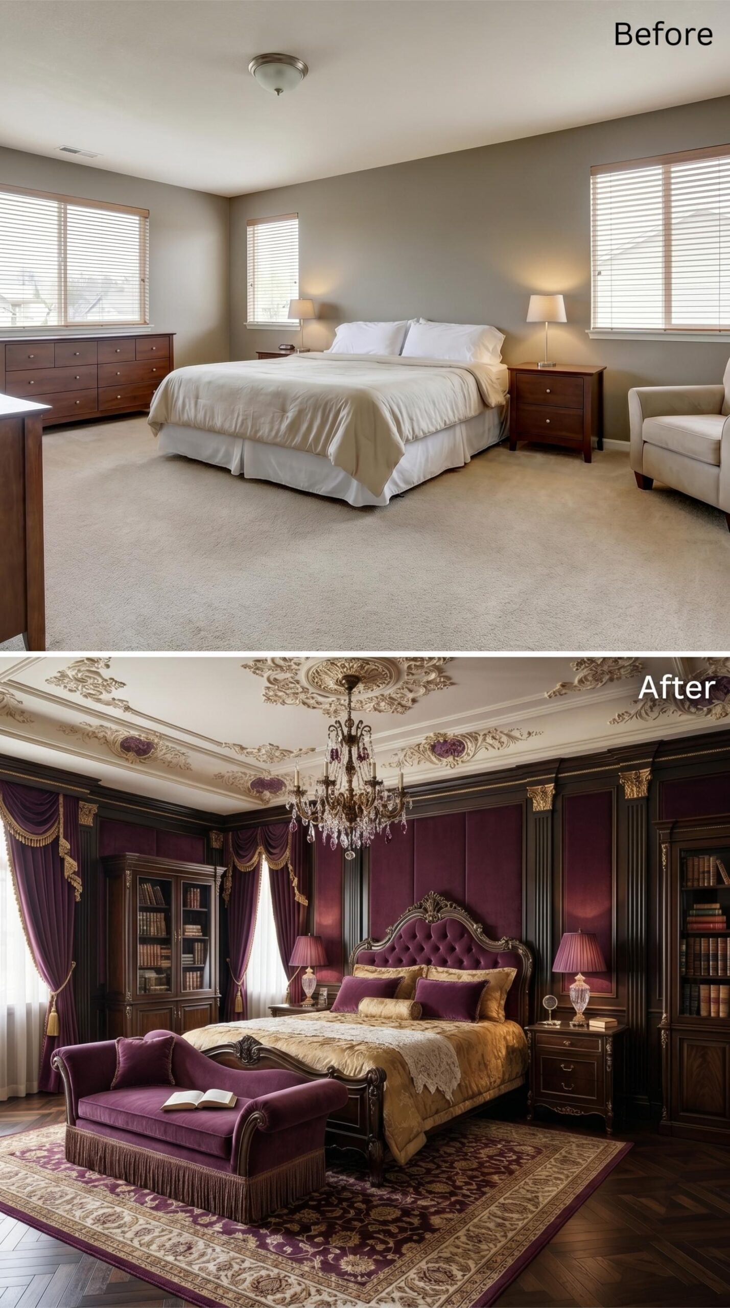 Plum Velvet, Baroque Plasterwork, and a Crystal Chandelier That Means Business