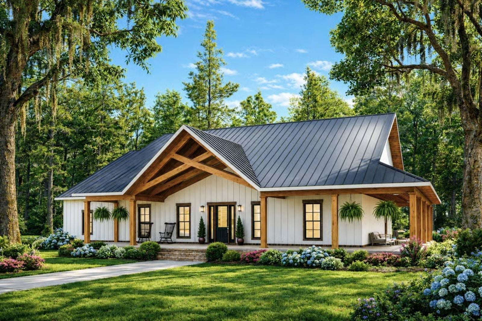 Brackenfield 7-Bedroom Modern Barndominium with Wraparound Porch Designed for Families Building the House They'll Pass Down One Day (Floor Plan)