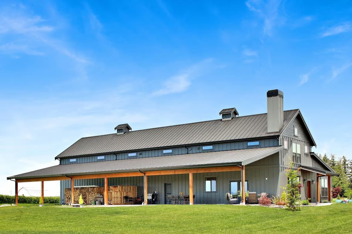 Gray Board-and-Batten Barndo Built Long Enough to Park Everything You Love