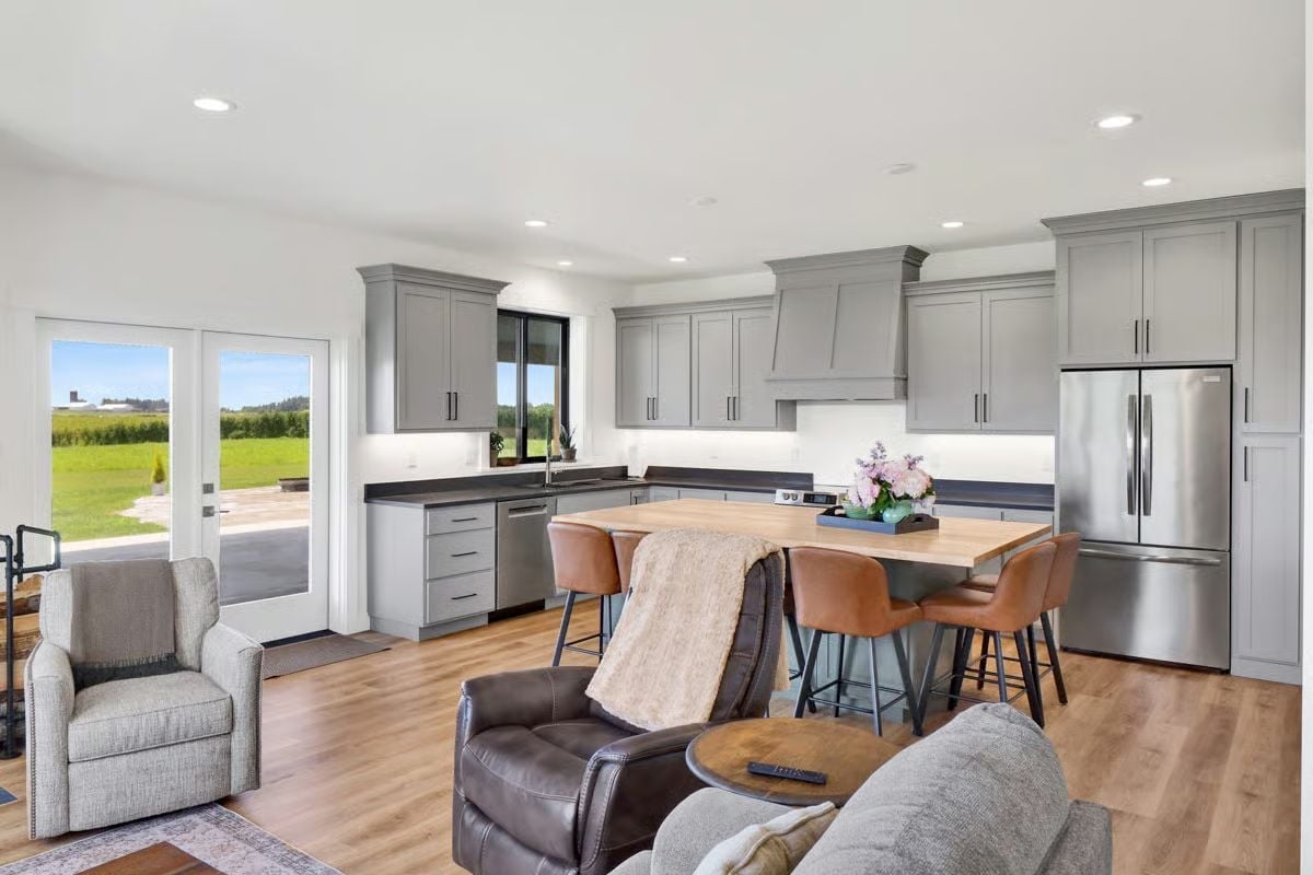 Gray Shaker Cabinets, Butcher Block Island, and a View Worth Cooking For