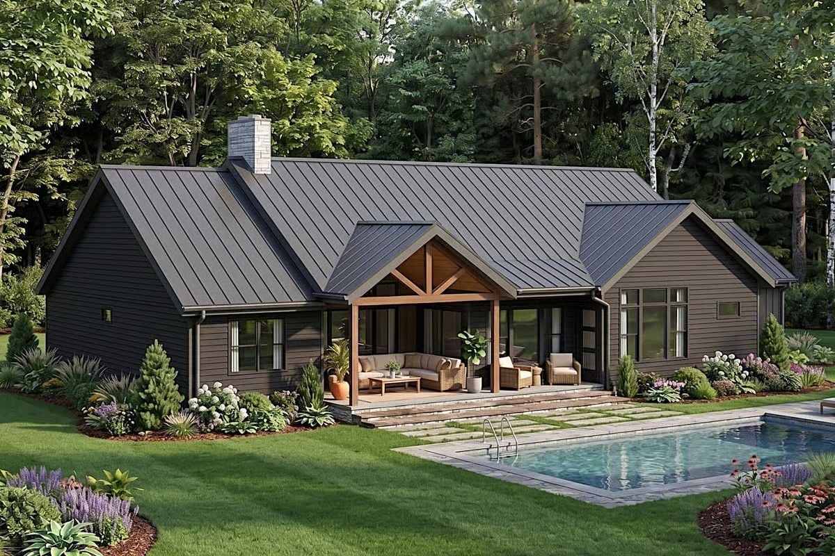 Dark Siding, Timber Gables, and a Covered Porch Built for Real Outdoor Living