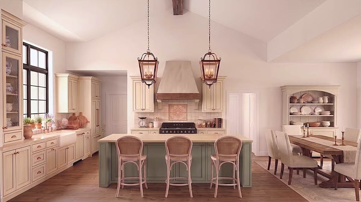 Sage Green Island, Lantern Pendants, and a Hutch That Actually Gets Used