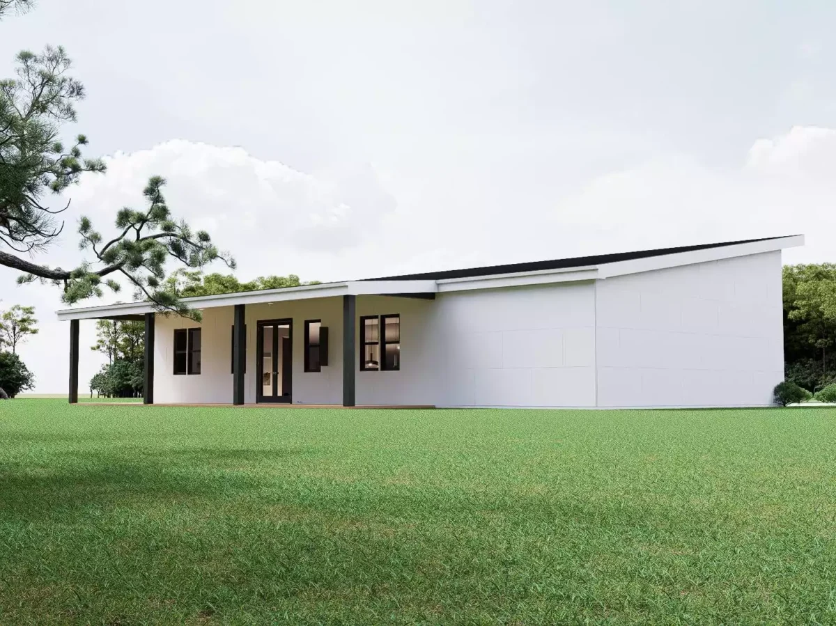Mono-Pitch Roofline and a Covered Porch Built for Morning Rituals