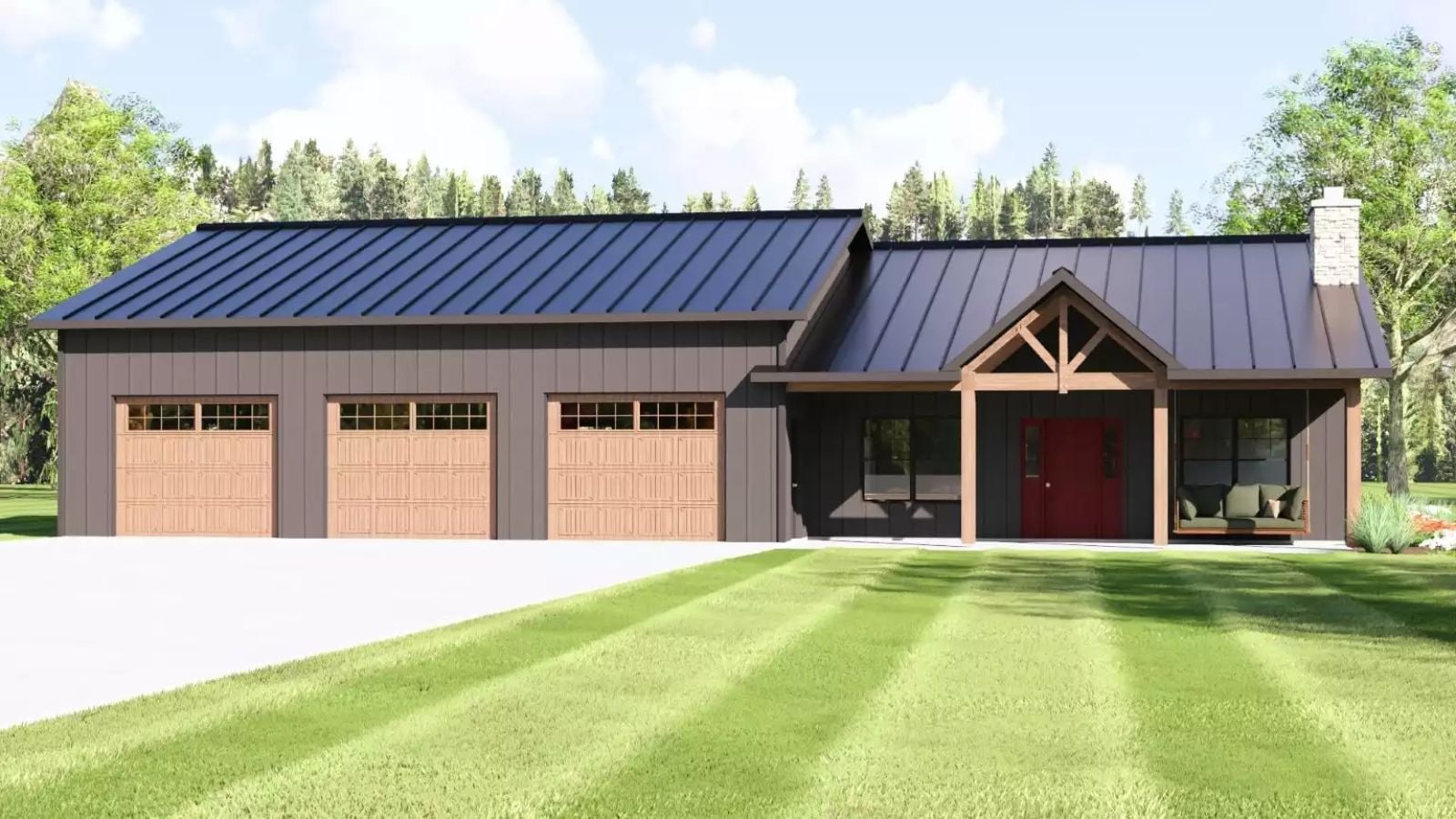 Calahan 2-Bedroom Rustic Barndominium with 3-Car Garage Designed for Couples Who Married Their Best Friend and Their Best Friend's Hobbies (Floor Plan)