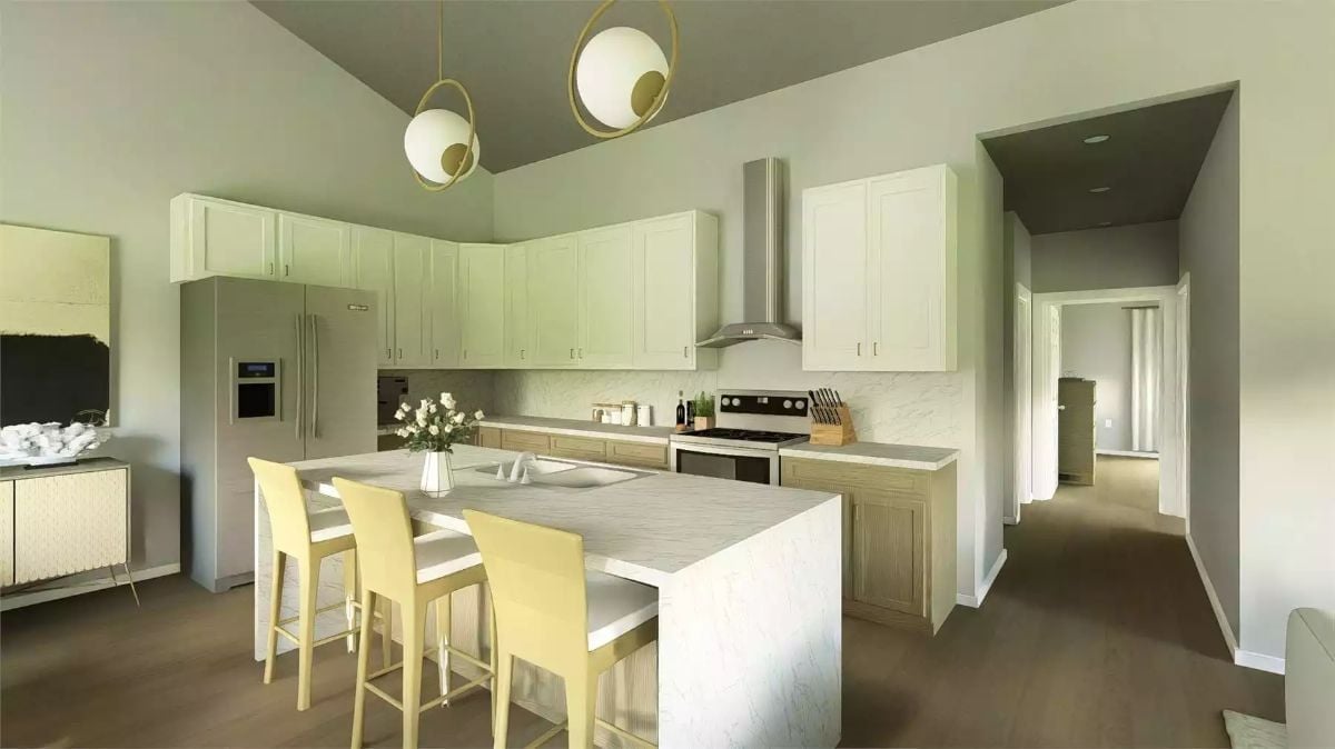 Gold Pendants, Marble Counters, and Bar Stools That Tie the Whole Room Together