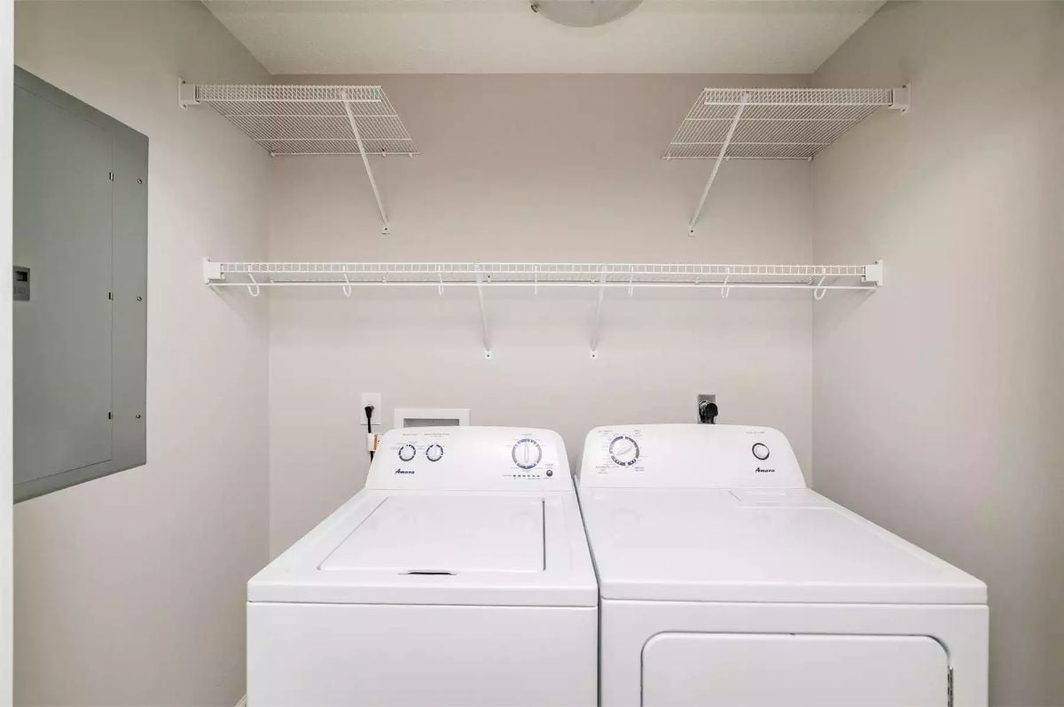 Amana Washer and Dryer, Wire Shelving, and a Laundry Room That Actually Has Space