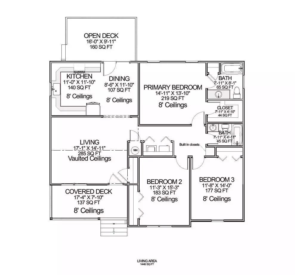 Floor Plan - Caldwell Court 3-Bedroom Ranch with Covered Front Porch Designed for Homeowners Who Believe in Front Porches and Friendly Neighbors