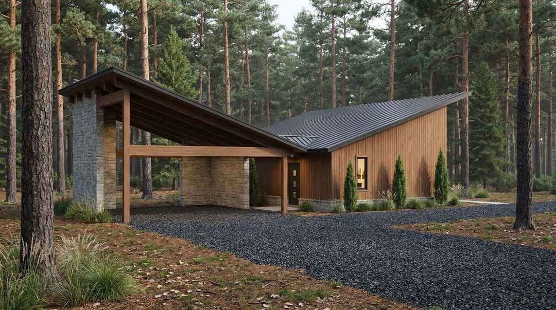 Cedar, Stone, and a Shed Roof That Earns Its Keep in the Pines