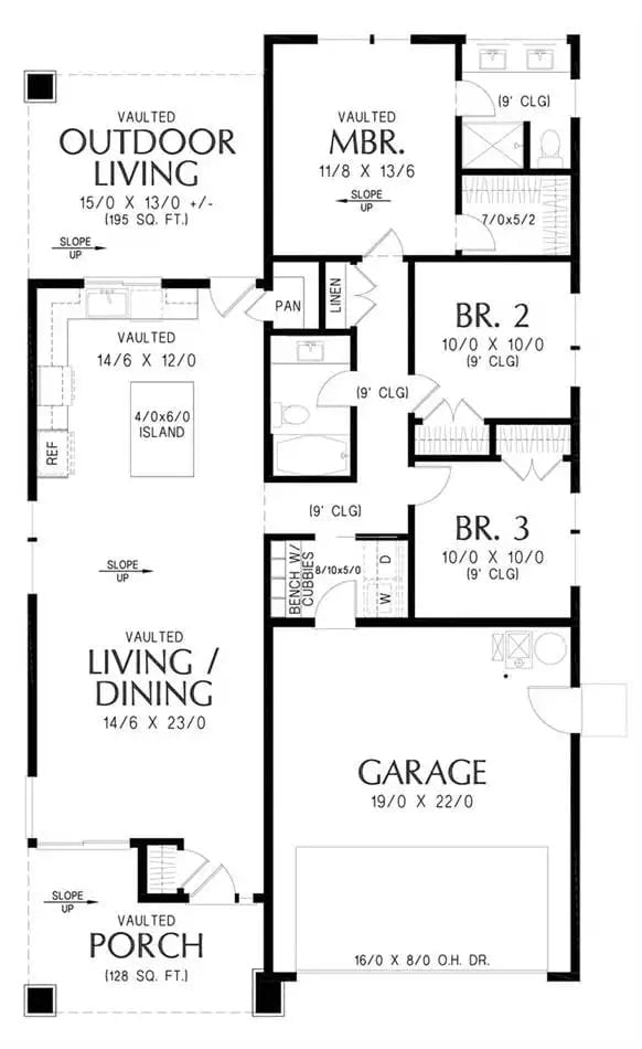 Floor Plan - Clear View 3-Bedroom Mid-Century Modern with Vaulted Outdoor Living Designed for Families Who Refuse to Live in a Cookie-Cutter Subdivision