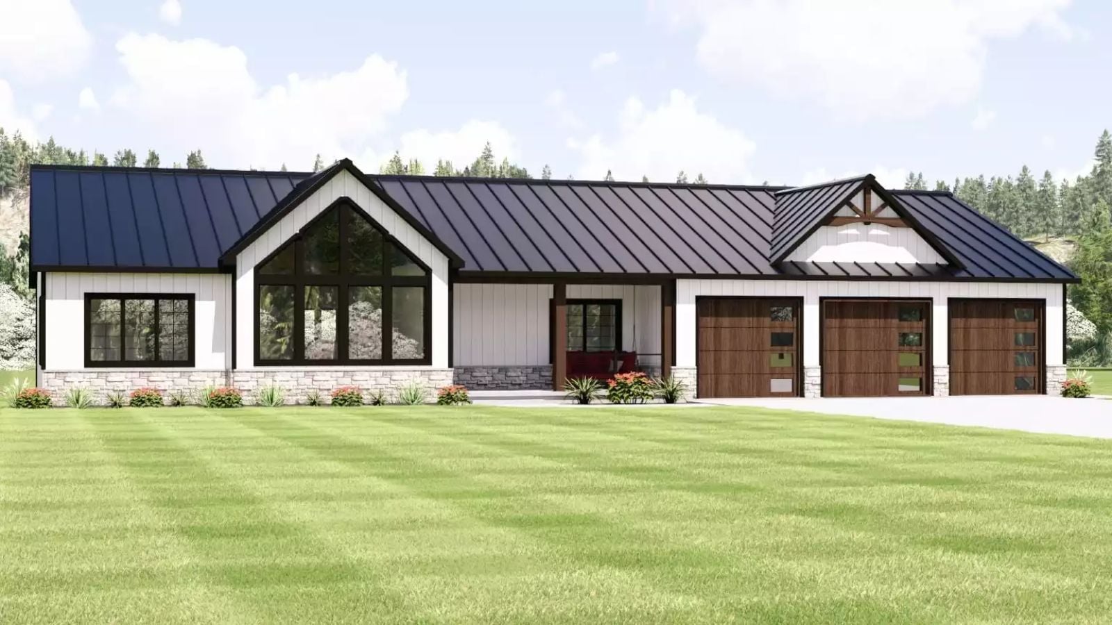 Cottontail Drive 3-Bedroom Modern Farmhouse with 3-Car Garage Designed for Families Who Refuse to Live in a Cookie-Cutter Subdivision (Floor Plan)