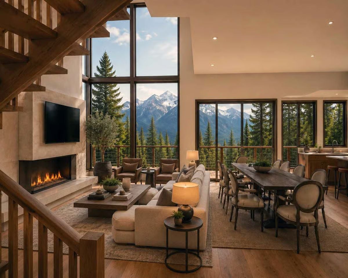 Fireplace Lit, Mountains Out the Window, Nowhere Else You'd Rather Be