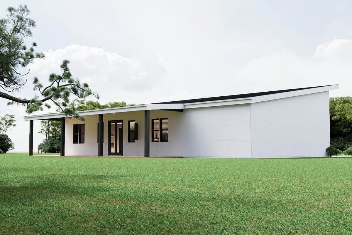 Covered Porch, Clean Lines, and Just Enough Sky