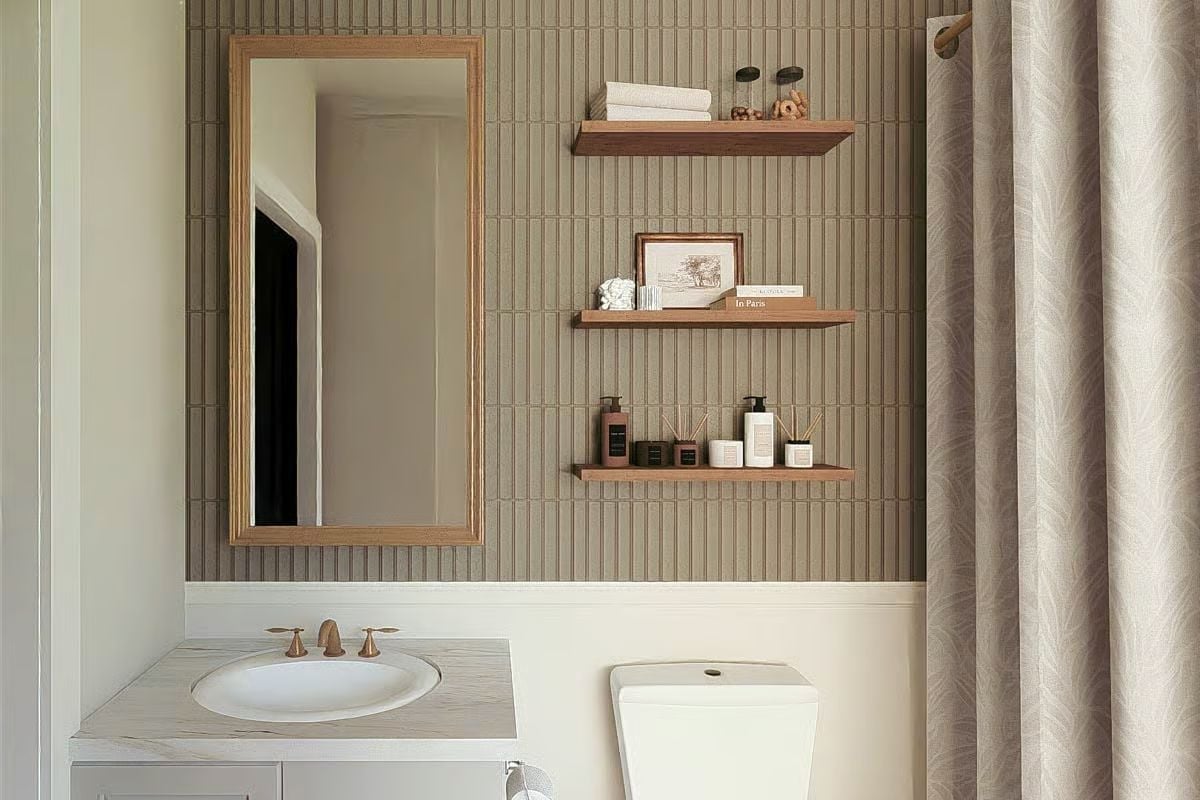 Floating Shelves Above the Toilet Prove Small Bathrooms Don't Have to Sacrifice Storage
