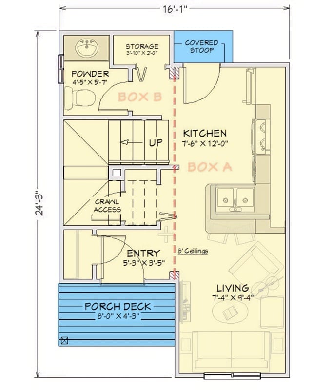 Floor Plan - Crestline 2-Bedroom Modern with Porch Deck Designed for Couples Who Want a Home That Feels Like Vacation