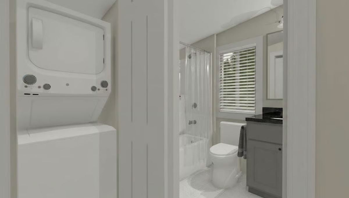 Stacked Laundry Closet Steps Away From the Full Bath, No Hauling Required