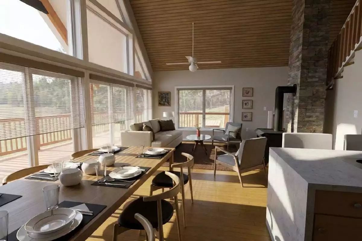 Vaulted Cedar Ceiling and a Wall of Glass That Pull the Outside In
